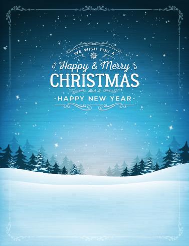 Vintage Christmas And New Year Landscape vector