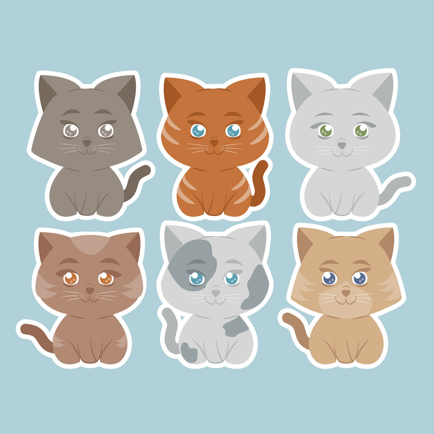 Vector Cute Cats Stickers 265468 Download Free Vectors, Clipart
