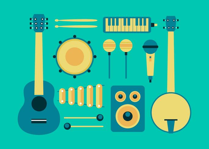 Musical Instruments Knolling Vector