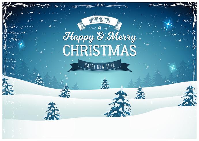 Vintage Christmas Landscape Background vector