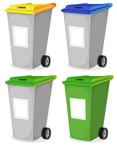 Conjunto de papelera de reciclaje urbano reciclable vector