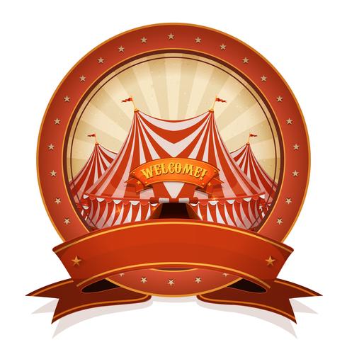 Placa de circo vintage y cinta con tapa grande vector