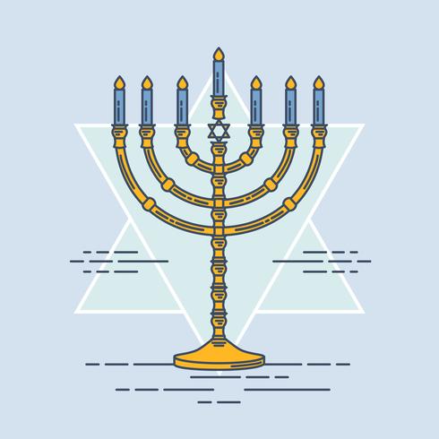 Outlined Menorah Vector