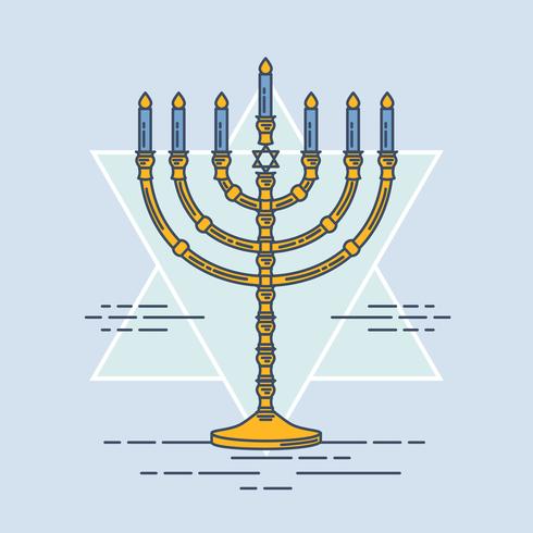 Outlined Menorah Vector