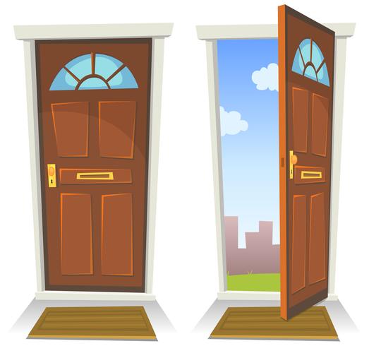 Cartoon Red Door, Open And Closed vector