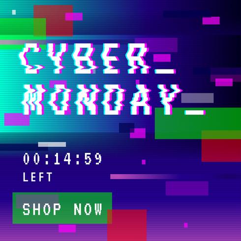 Cyber Monday Social Media Post Glitch vector