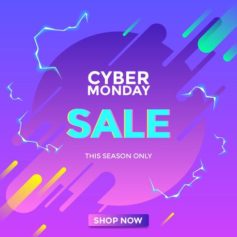 Electric Cyber Monday Sale Social Media Post Vector