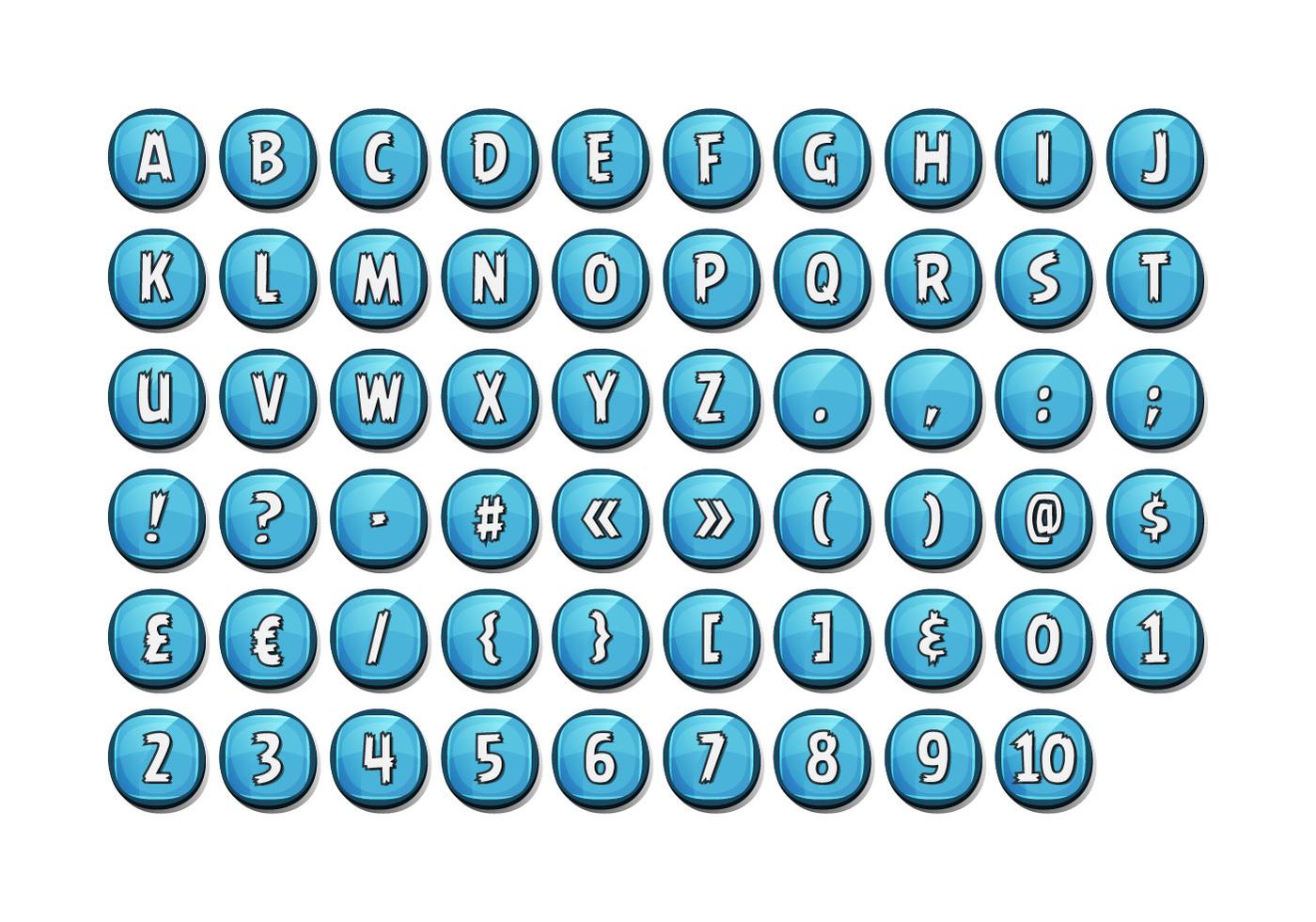 Alphabet Font Set On Glossy Buttons For Ui Game 265567 Vector Art at