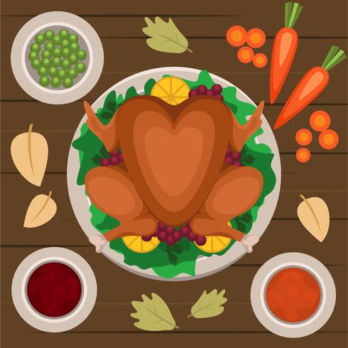 thanksgiving table overhead vector