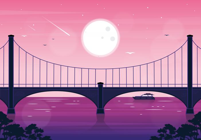 Vector Landscape Bridge Illustration