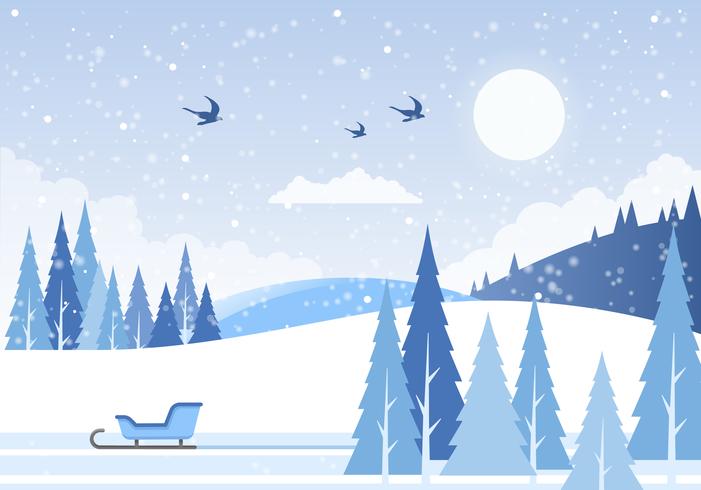 Vector ilustración paisaje de invierno