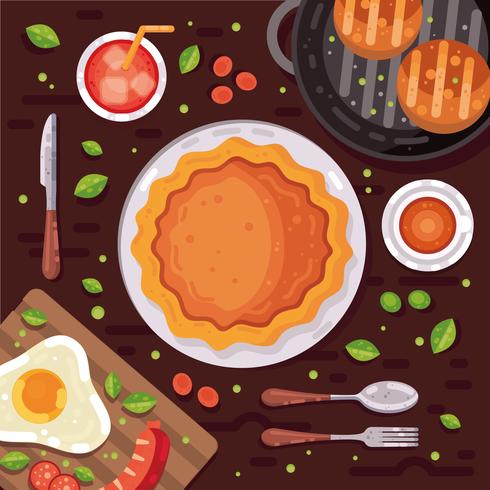 Thanksgiving table overhead Vector