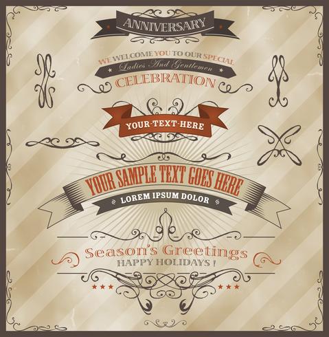 Vintage Invitation And Season's Greetings vector