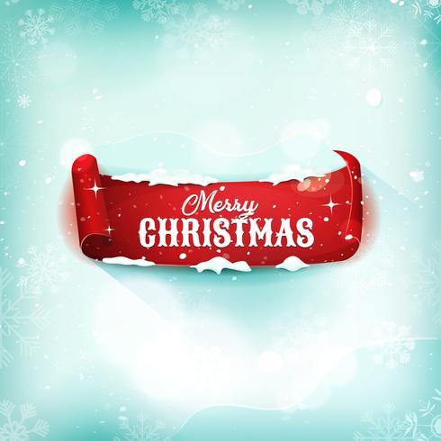 Christmas Parchment Scroll On Snow Background vector