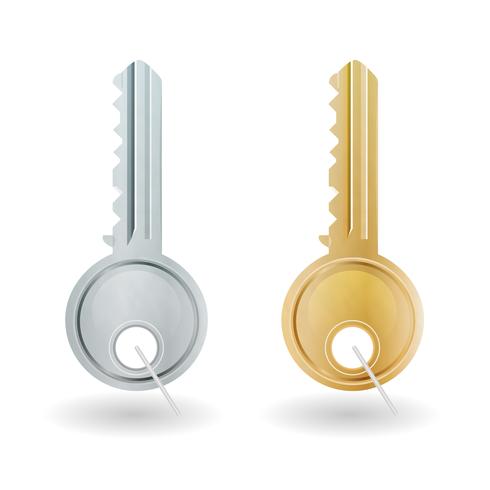 Icono de llave de oro y plata vector