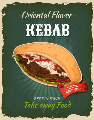 Retro Fast Food Kebab Sandwich Poster vector