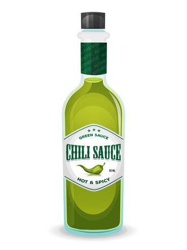 Chili Pepper Green Sauce In Bottle vector