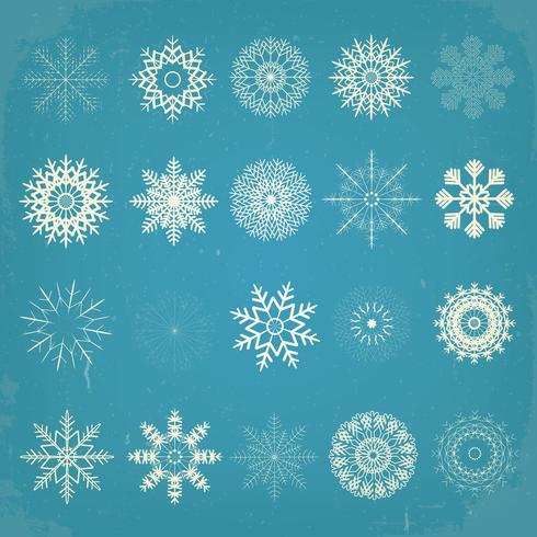 Conjunto de copos de nieve de Navidad Vintage vector