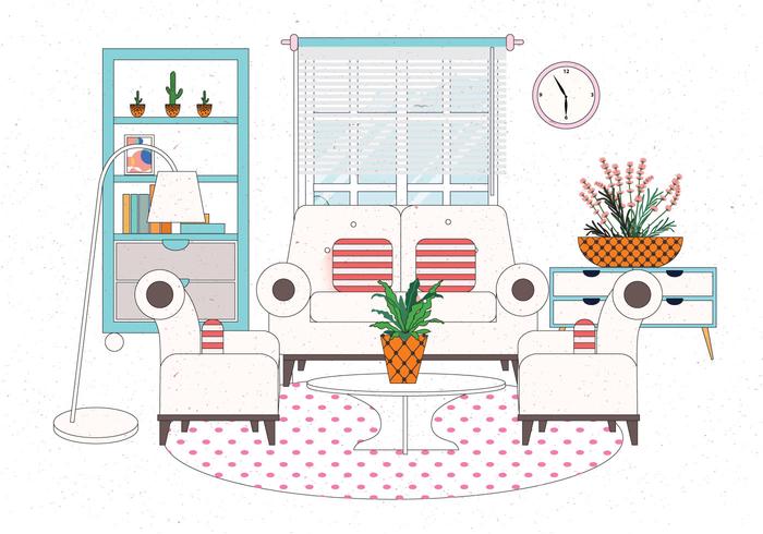 Cozy Settings Living Room Vector