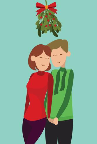 Couple under the mistletoe vector