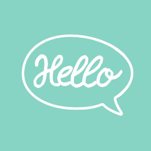 Hello word calligraphy design, turquoise background, illustration vector