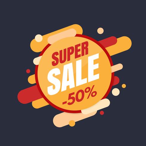 Super sale banner, colorful and playful design vector