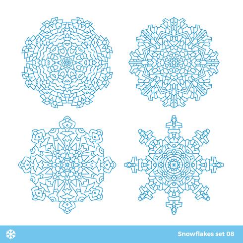 Snowflake vector symbols, christmas snow icons set