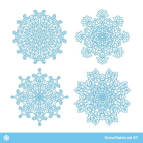 Copos de nieve vector símbolos, conjunto de iconos de nieve de Navidad