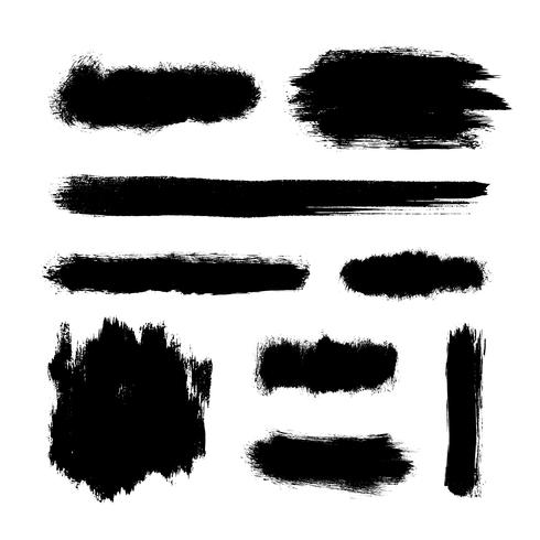 Brush strokes set, black hand paint streaks vector