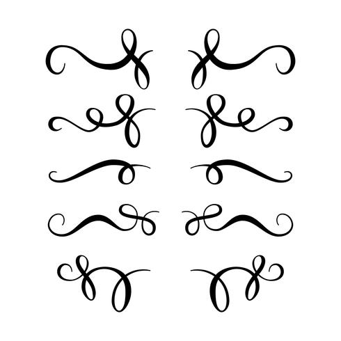 Swirl ornaments, typographic decoration elements, illustration vector