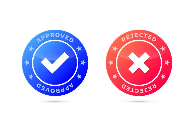 Approved and Rejected mark, Positive and negative label vector