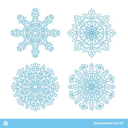 Snowflake vector symbols, christmas snow icons set