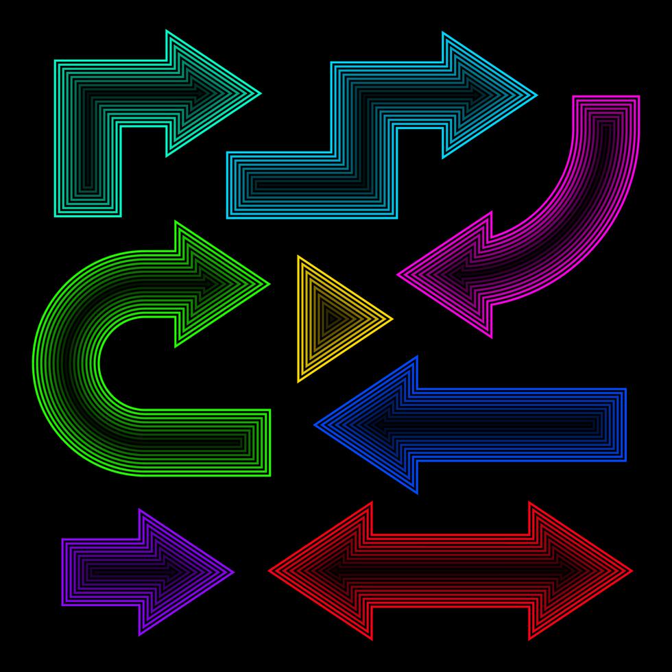 Arrow set, neon effect, vector illustration 265817 Vector Art at Vecteezy