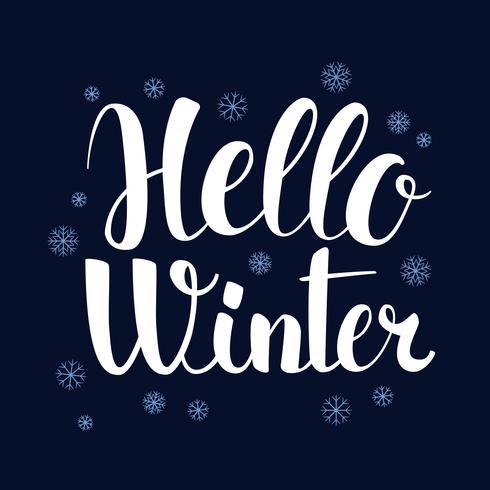 Hello Winter, Calligraphy season banner design, illustration vector
