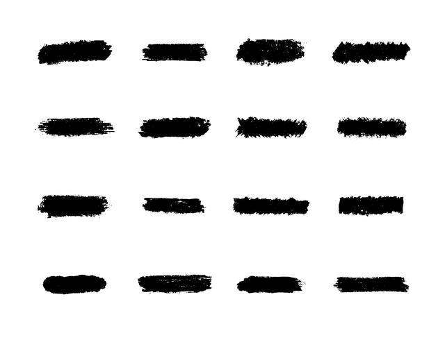 Brush strokes set, black hand paint streaks vector