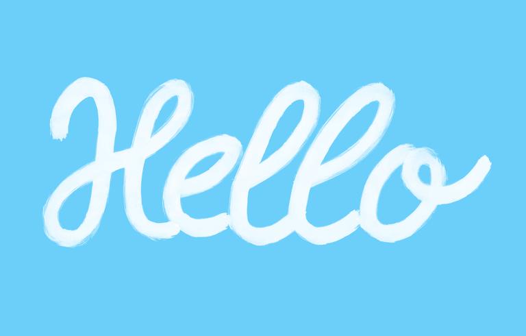 Hello word calligraphy design, blue background, illustration vector