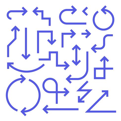 Simple arrow set, blue color vector