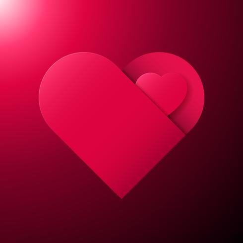 Valentines day background. Paper origami heart with pocket. vector