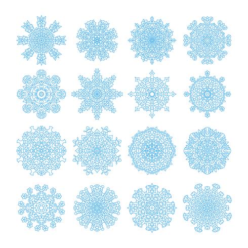 Copos de nieve vector símbolos, conjunto de iconos de nieve de Navidad