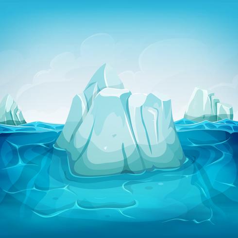 Iceberg dentro del paisaje del océano vector