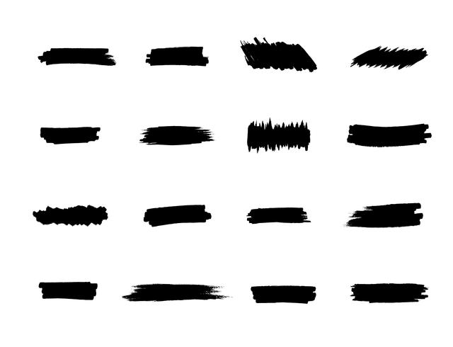 Brush strokes set, black hand paint streaks vector