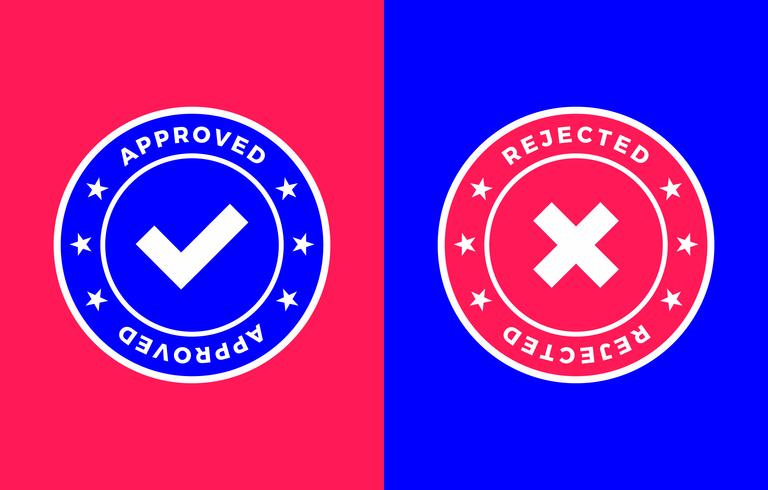 Approved and Rejected mark, Positive and negative label vector