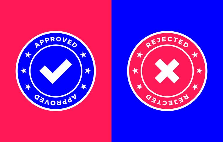 Approved and Rejected mark, Positive and negative label vector