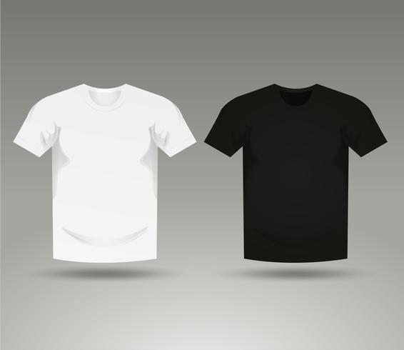 Camisetas para hombre en blanco y negro en blanco vector