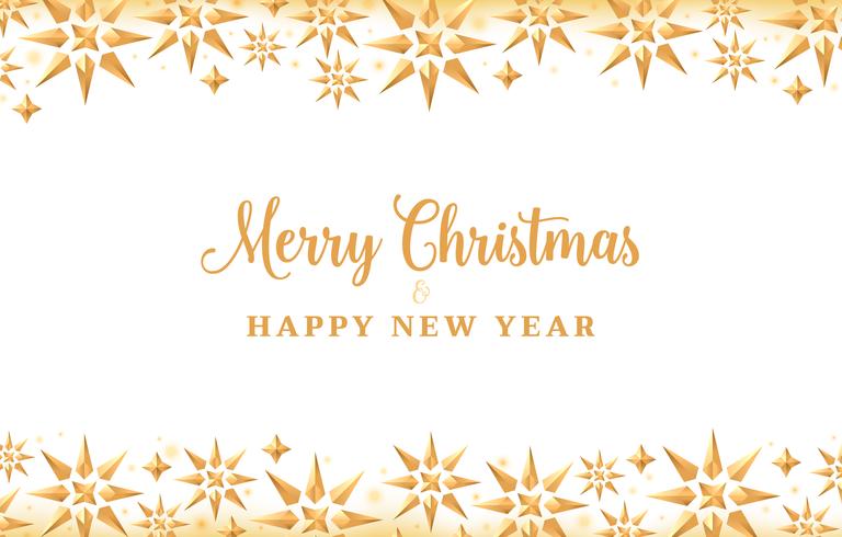 Christmas background with gold crystal stars, holiday design vector