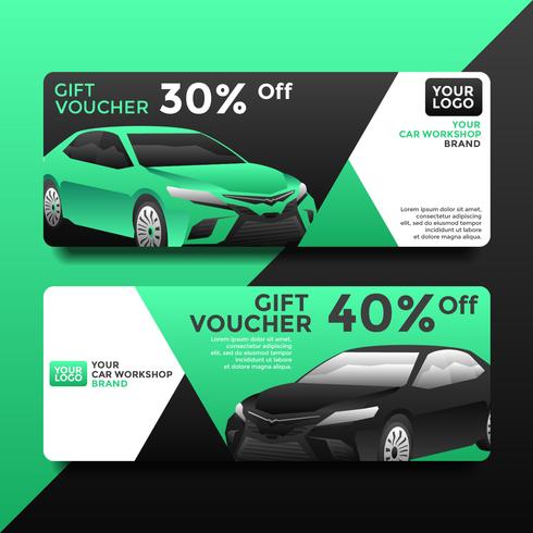 Car Workshop Gift Card Voucher Templates Vector