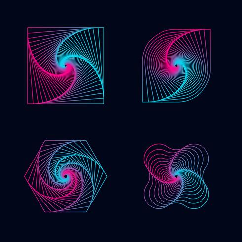 Gradient line spiral designs elements vector