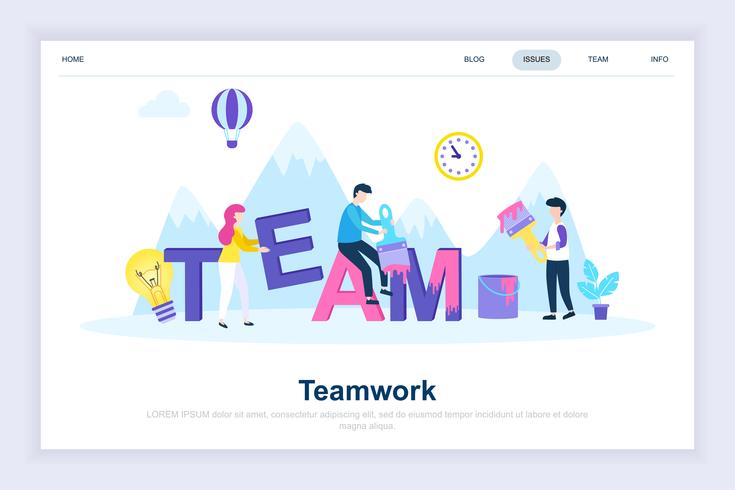 Concepto de diseño plano moderno de trabajo en equipo vector