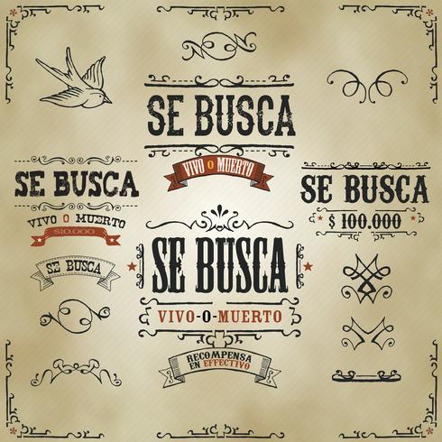 Se buscan vintage banners occidentales vector