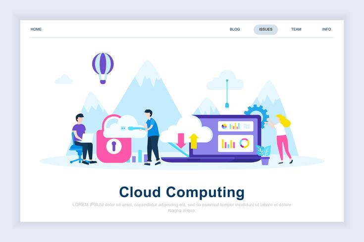 Cloud computing moderno concepto de diseño plano vector